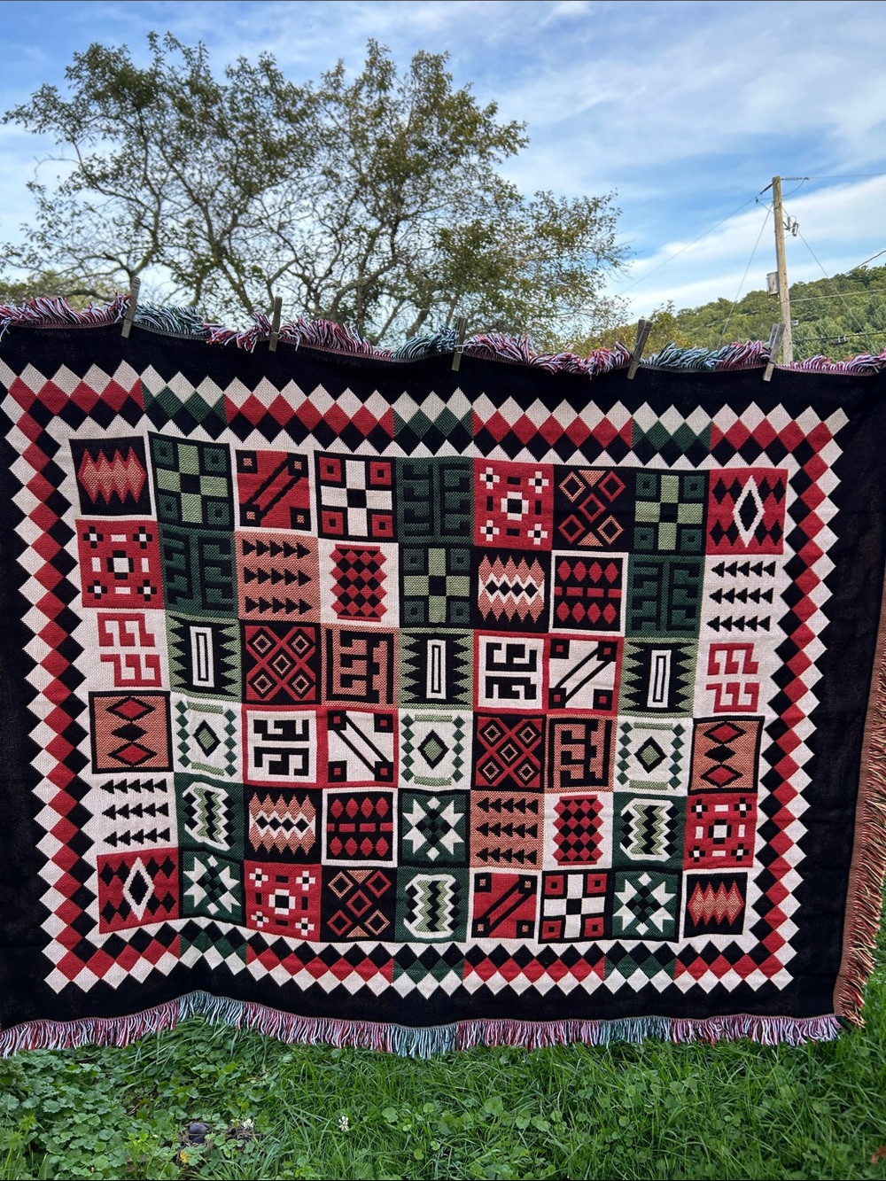 Crown Crafts Woven Throw American Indian & Quilt Motifs